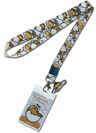 Sanrio: Gudetama Pattern Lanyard With Id Holder And Charm By Ge Animation