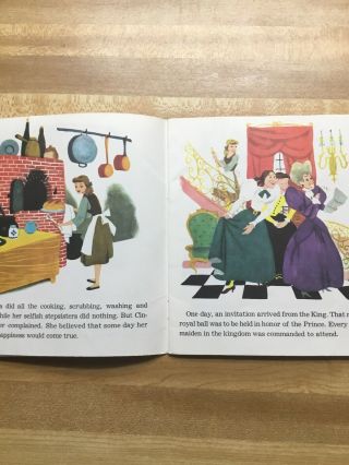 1977 Walt Disney ' s Cinderella BOOK AND RECORD 308 - 24 Page Read Along 2