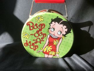 Vintage 1999 Betty Boop Tin Metal Lunch Box - Green Red “ Boop Oop A Doop”