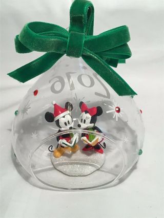 Disney Store 2016 Sketchbook Mickey & Minnie Mouse Glass Christmas Ornament