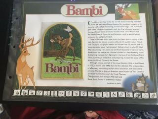 Willabee & Ward Bambi 1942 Disney Patch W/ Info Card,  Protective Sleeve