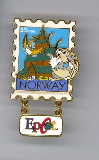 Disney Epcot World Showcase Stamp Series Bambi Thumper Bunny Norway Pavilion Pin