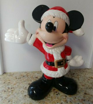 Large 10 " Enesco Mickey & Co.  Christmas Santa Mickey Mouse Ceramic Figure Euc