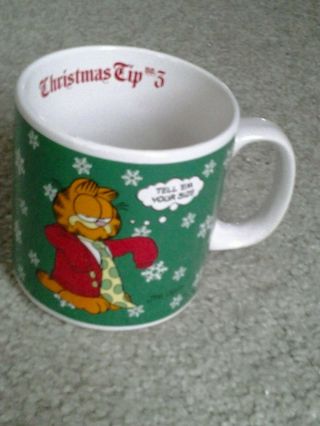 Garfield In Sweater 1980s Era Enesco Christmas Tip 3 Ceramic Coffee Mug Vintage