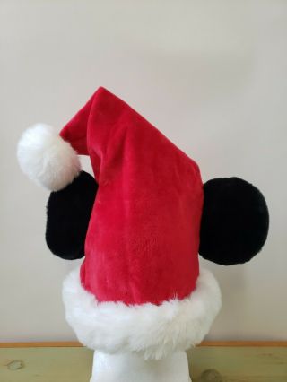 Walt Disney Company Christmas Santa Mickey Mouse Hat Ears Red Velour Adult Size