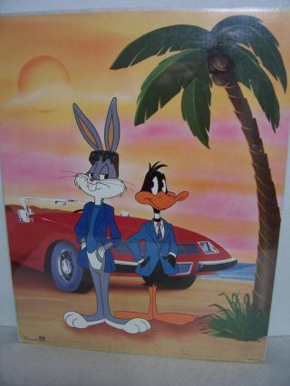 Daffy Duck & Bugs Bunny Miami Vice Vintage Poster 22 " X 28 " In Shrink Wrap
