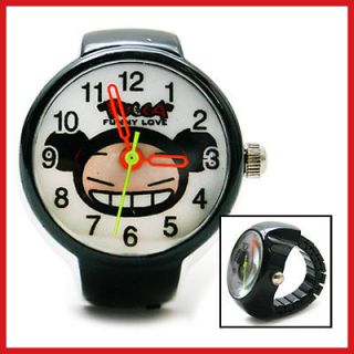 Pucca Finger Ring Watch Cute Stainless Finger Clock Black Rare