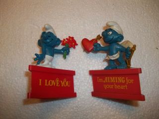 2 Vintage Smurf O Grams,  I Love You,  Aiming For Your Heart