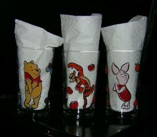 Disney Winnie The Pooh Juice Glass Set Of 3 With Winnie,  Piglet,  Tigger