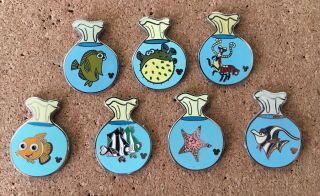 Set Of 7 Disney Pins - Finding Nemo Fish Bag 2005 -