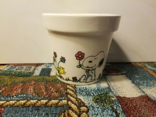 Vintage Peanuts Snoopy Woodstock Ceramic Planter