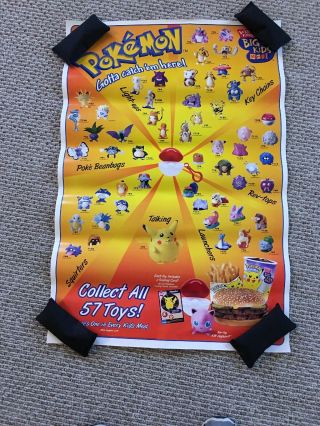 Pokémon 32x22 Burger King Big Kids Toys Poster 1999 Rare Pokemon Nintendo