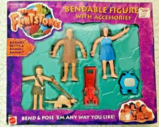 Mip Flintstones Bendable Figure Set; Barney,  Betty & Bammbamm By Mattel 1993