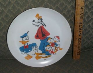 Vintage Walt Disney Productions Character Plate : Goofy Donald Duck,  Nephews