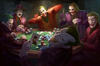 Poster 18inx12in Of Jokers Playing Cards With Batman Cards Joker From All Times