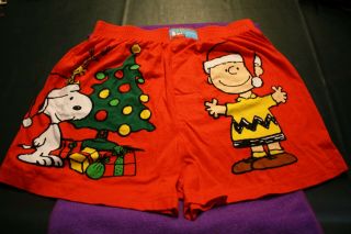 Snoopy Peanuts Christmas Boxer Shorts Medium Charlie Brown Happy Holidays