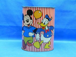 Vintage Walt Disney Character Trash Can Cheinco Donald Duck Mickey Mouse Goofy