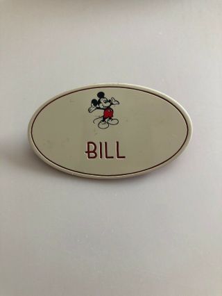 Vintage Walt Disney World Cast Member Name Tag Badge Pin Mickey Mouse Bill