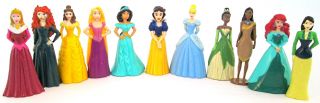 Disney Princess Figure Doll Play Set Pvc Toy Ariel Belle Snow White Mulan Tiana