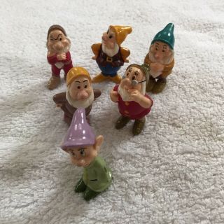 Disney Snow White & Seven 7 Dwarfs Pvc Mini Figures Cake Topper (missing One)