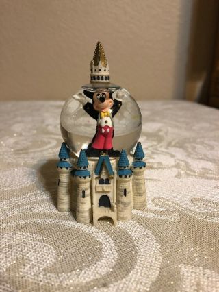 Disney Magic Castle And Mickey Mouse Small Snow Globe 3.  5” Tall