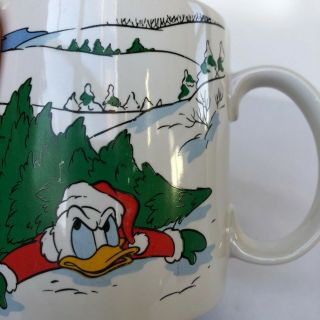Vintage 1988 Walt Disney Applause Mug Donald Daisy Duck Christmas Coffee 3