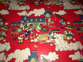 Vtg Disney Christmas Wrapping Paper Store Gift Wrap 2 Yards Donald Duck Train