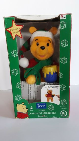 Disney Winnie The Pooh Plush Christmas Ornament Animated Santa 