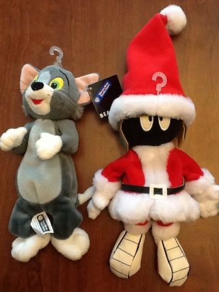 2 Warner Bros.  Bean Bags; Tom And Marvin The Martian Santa W/ Tags