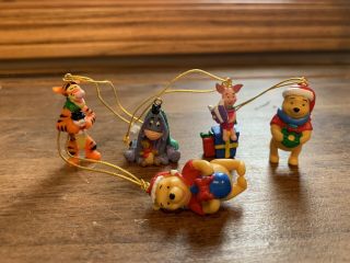 5 Disney Winnie The Pooh,  Tigger,  Piglet,  Eeyore Mini Christmas Ornaments