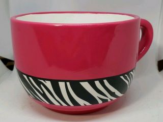 Hello Kitty by Sanrio Hot Pink Zebra Stripe Large Ceramic Coffee Mug 16 oz EUC 3