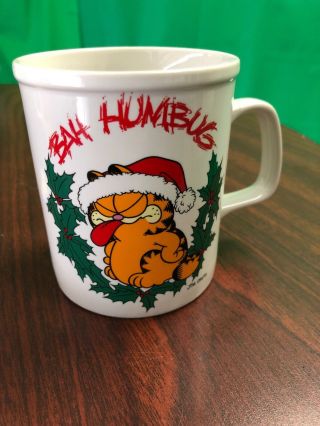 Vintage 1978 Garfield Bah Humbug Coffee Cup Mug Comic Strip Enesco Jim Davis