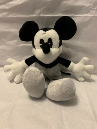 Disney Parks Mickey Mouse Black White Gray Plush Doll 9 " Classic