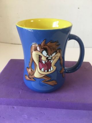 Looney Tunes Xpres Taz Tazmanian Devil Ceramic Mug Blue Yellow Warner Bros