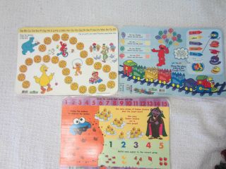Vintage 2000 Sesame Street Vinyl Placemats - Set Of 3 Double - Sided W/ Activities