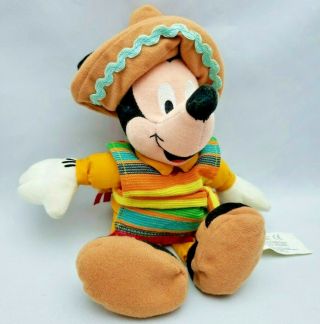 Walt Disney Company Mexican Mickey Plush Stuffed Animal Doll Sombrero 9 " Beanie