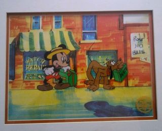 Walt Disney Limited Edition Cel Serigraph Mickey Pluto " Mr.  Mouse Takes A Trip "