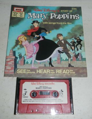 Vintage Walt Disney 24 Page Read Along Book & Audio Tape Mary Poppins See & Hear