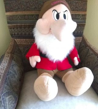 Large 30 " Grumpy Dwarf Disney Store Exclusive Snow White Stuffed Animal Plush