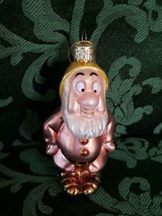 Disney Vintage Snow White 7 Dwarfs Sneezy Glass Christmas Ornament