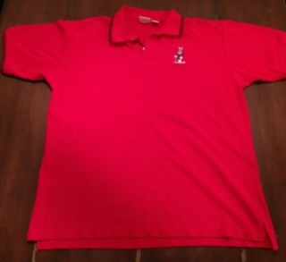 Vintage Looney Tunes Classics Bugs Bunny Golf Polo Shirt Mens Large Red