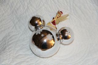 Tinker Bell Kneeling On Mickey Ears Christmas Ornament Disney Red Dress
