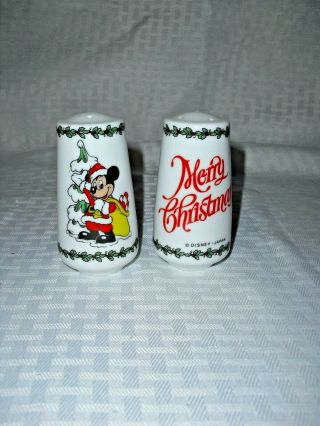 Walt Disney Mickey Mouse Merry Christmas Salt & Pepper Shakers 3 1/2 "