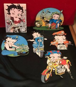 Betty Boop Set Of 6 Biker Motorcycle Theme Magnets By Kfs 2000