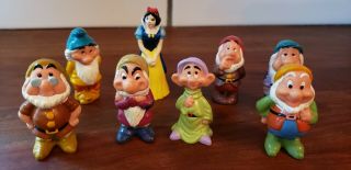 Vtg Walt Disney Snow White & 7 Dwarves Mini Figures