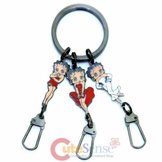 Betty Boop 3 Dress Pendents Metal Key Chain Key Holder