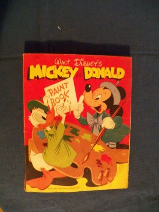 Walt Disney Productions Mickey And Donald Paint Book Karen Pendleton Signed