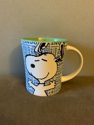 Gibson Peanuts Snoopy Coffee Cup Mug Blue/green - 15oz