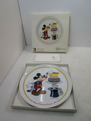 1978 Schmid Walt Disney Happy Birthday " Mickey Mouse At Fifty " Plate Iob
