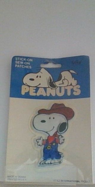 Vintage Peanuts Snoopy Cowboy Patch Sew On Fabric Mip